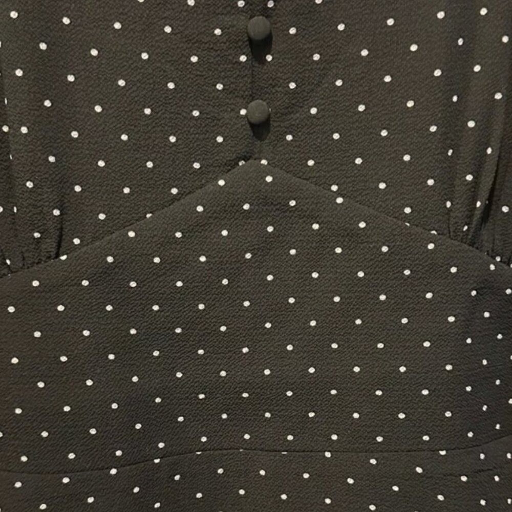 City Chic Sweet Spot Dress Black White Polka Dot V-Neck Long Sleeve Size L NWT - Picture 3 of 6
